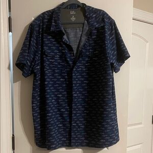 Croft & Barrow Men's Blue Short Sleeve Shirt Fish Print 2XB